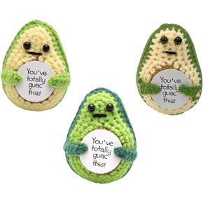 WWZ 3pcs Handmade Adorable Gift 3 Inch Knitted Avocado for Home Decoration, Mini Funny Doll for Friends