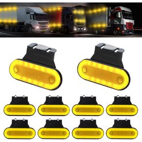 Teguangmei 10PCS LED Side Marker Lights with Support 20SMD Side Indicator 12-24V Clearance Lights Front Rear Lights Position Lamps for Truck Trailer RV Lorry Camper Van Caravan (Amber)