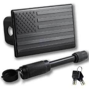 Trailer Hitch Cover Black American Flag Emblem Guard Locking Pin for 2" Inch Tow Rear Receivers Plug Covers Suitable for Trucks Cars SUV