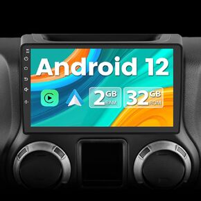 Car Radio Stereo Android 12 for Jeep Wrangler JK Gand Cherokee Dodge Ram 1500 with Wireless CarPlay Android Auto