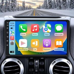 10.2 بوصة 5G WiFi 4+32GB راديو ترقية ستيريو للسيارة لسيارة Jeep Wrangler JK Compass Grand Cherokee، وحدة رأس Android 13 مع Carplay Andriod Auto GPS Bluetooth FM/RDS Radio Morrior Link&SWC in Kuwait