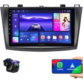 9-inch Android 12 Car Stereo Radio Touch Screen Head Unit Upgrade for Mazda 3 (2010-2013) with Wired Wireless CarPlay Andriod Auto MirrorLink GPS Navigation 5G WiFi Build in DSP 48EQ FM Radio(3+32G)