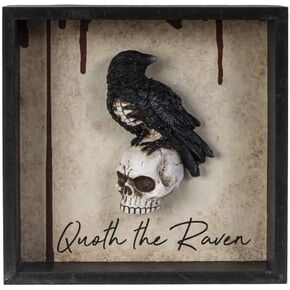 Pacific Giftware Edgar Allen Poe Inspired Quoth the Raven Wall Plaque Shadowbox with Frame 8" Tall