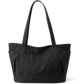 Women Tote Bag Canvas Casual Top Handle Satchel Large Capacity Handbag with Zipper Hobo Bag for Work Travel Shopping