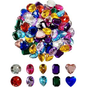 1 "أحجار كريمة للصياغة، 100 قطعة متنوعة ملونة مسطحة الظهر على شكل قلب مستدير من أحجار الراين الأكريليك للحرف اليدوية، ملحقات تزيين الحفلات ذات الطابع الشخصي، أحجار كريمة للزينة in Kuwait