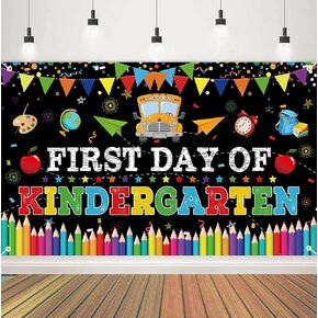 First Day of Kindergarten Banner, First Day of School Party Decorations, Back to School Banner, Welcome to Kindergarten, First Day of Preschool Backdrop, Students Party Classroom Decorations Supplies
