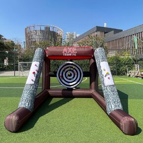 Inflatable Axe Throwing + Inflatable Ball Toss Target Dart Board (12 Axes+8 Toss Ball) for Outdoor/Indoor/Backyard/School/Team Events