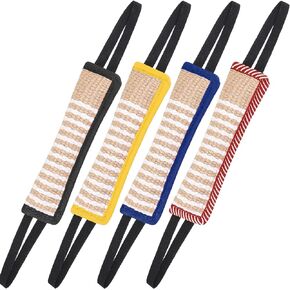 Kacctyen 4 Pcs Dog Tug Toy Dog Training Fight Pillow Tough Jute Dog with 2 Handles Dog Training Equipment for Small Medium Large Dogs Interactive Play (Black, Yellow, Blue, Red)