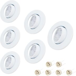 LUCKY STAR Pack of 6 pcs JX-9705-6 LED Downlight Fixture Housing MR16 Cut Out Size: 2.8inch GU10 Metal Trimless Recessed Round Frame.