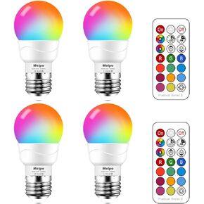 لمبة إضاءة LED متغيرة اللون مع جهاز تحكم عن بعد، ما يعادل 5 وات 40 وات، 500 لومن، 5700 ك، E26 لمبات إضاءة RGB قابلة للتعتيم لحفلة عيد الميلاد/ديكور KTV/المنزل/البار/الزفاف (حزمة من 8)