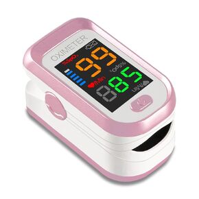 Pulse Oximeter Fingertip Blood Oxygen Saturation Monitor, Oximeter Finger Pulse Oximeter, LED Portable Oximeter with Lanyard (Rose Gold)