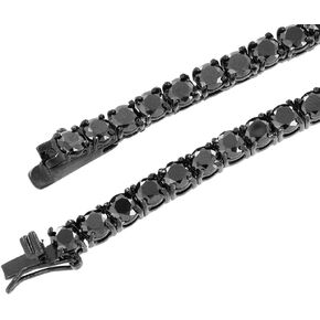 Unisex 1 Row Tennis Necklace Black Finish Lab Created Diamonds 3MM 4MM 5MM 6MM Solitaires Choker Tennis Chain 16-30 inches Bracelet 6.5-9 inches