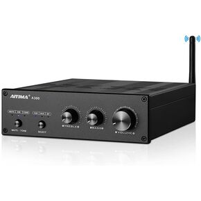 AIYIMA A300 NE5532*4+QCC3034+TPA3255 Bluetooth5.0 300w*2 Power Amplifier Support aptx-hd 2.0/2.1 Channel Amp with Active Subwoofer Output for Passive Speaker Home Audio