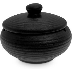 Ceramic Jar Holder Decor Home with Lid for Office Decoration Anti-Skid Meditation indoor Windproof Anti-Skid Black