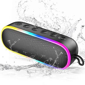 LENRUE Bluetooth Shower Speaker,IPX7 Waterproof Portable Wireless Speakers,20W Clear Sound,Extral Bass,Dynamic Lights,Outdoor Speaker for Pool,Beach,Camping,Boat Kayak Float Golf