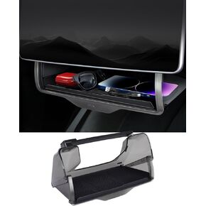 Open and Close Tesla Under Screen Storage for Tesla Model Y and 3 2016-2024 - Hideable Center Console Organizer Tray - Tesla Model Y Model 3 Accessories