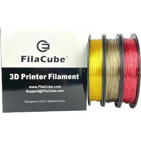 Shiny Silk Bronze, Red, Yellow 1.75mm Brighter Lustrous FilaCube PLA+ 3D Printer Filament, Three 0.5kg Rolls, One Roll for Each Luster Color