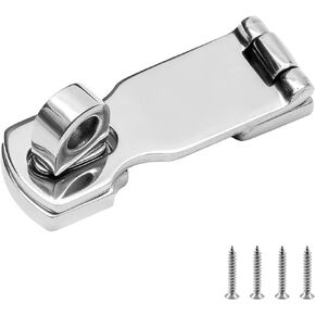3 Inch Stainless Steel Marine Grade Door Hasps, Heavy Duty Door Hasp with Turning Padlock Eye Mount Swivel Safety Hasp with Screws