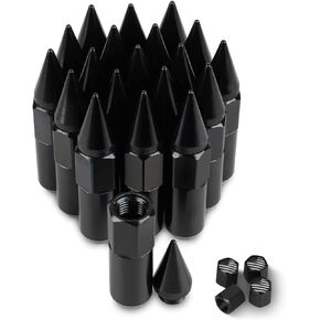 M12x1.5 Steel Spikes Lug Nut 20 PCS Wheel Rims Spiked Lug Nuts Spikes Extended Tuner Lug Nuts (Black)