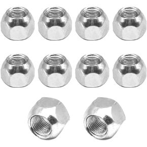 10 Pcs 1/2-20 Inch Silver Stainless Iron Trailer Open End Lug Nuts, 509 Tire Lugs Wheel Nuts, Open End Acorn Bulge Wheel Lug Nuts for Trailers Tire Wheel