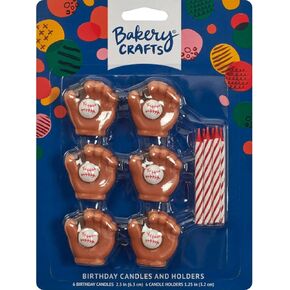 DECOPAC Sports Theme Birthday Cake Candle Holders and Spiral Candles (Baseball)