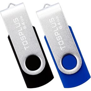 2Pack 32GB USB 2.0 Flash Drive Thumb Drives Memory Stick Jump Drive Zip Drive (Black/Blue)