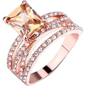 Sparkling Women Fashion 925 Silver Natural Morganite Ring Wedding Jewelry Rings