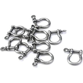 Semetall 10pcs Metal D-Rings 15mm Horseshoe Shape Key Rings Screw in Shackle U Shape D Ring for DIY Leather Craft Accessories,Antique Silver