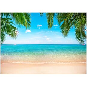 Beach Ocean Backdrop, Hawaii Tropical Background Summer Photography Picture Luau Theme Party Decorations, Ladvis 82.7"x59" Aloha Birthday Wedding Decor Banner Photo Studio Photoshoot Props