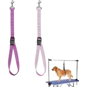 Dog Grooming Belly Straps Dog Grooming Loops Dog Bathing Safety Tether Straps Adjustable Nylon Dog Grooming Arm Accessories Extension Dog Leash for Bathing (Grey Black)
