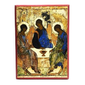 Wooden Greek Orthodox Christian Icon Holy Trinity (Andrei Rublev) (2.5" x 3.5")