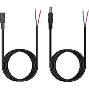 4FT DC 5.5MM x 2.5MM Male and Female Plug to Bare Wire Open End Power Wire Supply Repair Cable,Barrel Connector for CCTV Camera,DVR,LED Strip Light Etc-1 Pairs
