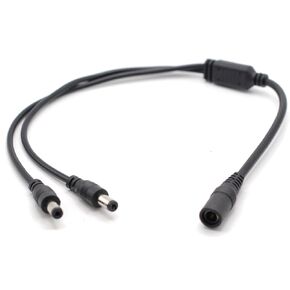 2-Way DC Power Supply Splitter for Security Cameras 1 Female to 2 Male 5.5 * 2.1mm/2.5mm 2 Channel Y Adaptor 1 to 2 Way Cable for CCTV Surveillance Cameras LED Strip Lights (1A)