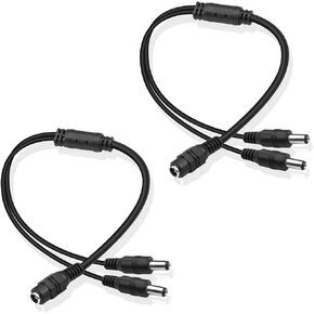 GINTOOYUN DC Y Splitter Cable 1 Female to 2 Male,5.5mm x 2.1mm DC Power Extension Adapter Cable,for CCTV Surveillance Cameras,Surveillance Routers,DVR,and More（2PCS