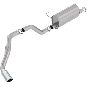 Borla 140801 S-Type Cat-Back Exhaust System 3.5 in. Pipe 5 in. Tip Single Round Rolled Angle Cut Truck Side Exit T-304 Stainless Steel S-Type Cat-Back Exhaust System,Silver