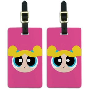 Powerpuff Girls Bubbles Head Luggage ID Tags Suitcase Carry-On Cards - Set of 2