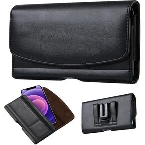Leather Holster Phone Case with Belt Clip Compatible with iPhone 15/14 Pro Max/Plus, Samsung Galaxy S22/S23 Ultra, Motorola Edge, Moto G Pure, TCL (Fits w/Otterbox Commuter Case) Phone Pouch