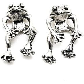 3d Fun Silver Frog Earrings for Women Funny Animal Three-Dimensional Frog Earring Gold Cute Vintage Detachable Earrings for Girls Jewelry Gift