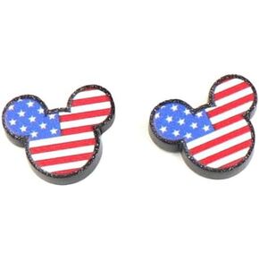 American Flag Mouse Stud Earring for Women Girls Acrylic Mice Animal Bow Knot Red White Blue Independence Day Cartilage Studs Earring Cute Jewelry Gifts for Patriot