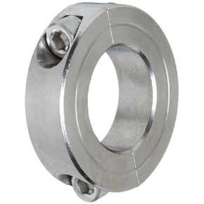 2C-100-S T303 Stainless Steel Two-Piece Clamping Collar, 1" Bore Size, 1-3/4" Outside Diameter, 1/4"-28 x 5/8" Set Screw
