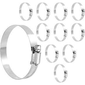 10Pcs Stainless Steel Hose Clamps, 3.58" - 4.5" Adjustable Worm Gear Hose Clamps for Fuel Line, Automotive Plumbing, Pipe (91-114mm)