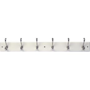 Hardware 4-1825 Wall Mounted Coat Rack with 6 Satin Nickel Traditional Double Hooks, 27-Inch, Black Finish