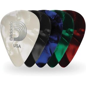 D'Addario Celluloid Guitar Picks - Guitar Accessories - Guitar Picks for Acoustic Guitar, Electric Guitar, Bass Guitar - Natural Feel, Warm Tone - Assorted, Heavy 1mm, 25-pack