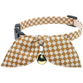 PetSoKoo Bunny Ears Scarf Bowtie Christmas Cat Collar with Bell.Fashion Plaid Print.100% Cotton.Safety Breakaway.Soft & Lightweight