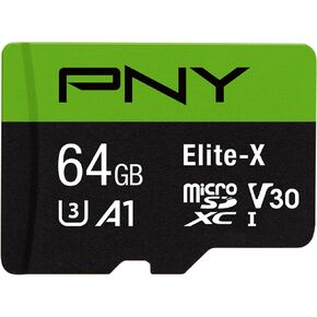 PNY 64GB Elite-X Class 10 U3 V30 microSDXC Flash Memory Card