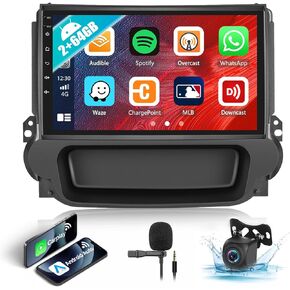 2G+64G Car Stereo Radio with Wireless CarPlay Android Auto for Chevy Chevrolet Malibu 2012 2013 2014 2015 9" Android Touch Screen Bluetooth Car Radio with GPS Navigation HiFi FM Backup Camera