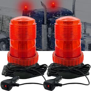LED Strobe Light, 12V-24V Warning Emergency Safety Flashing Beacon Lights with Magnetic and 16.4 ft Straight Cord Vehicle Forklift Truck Tractor Golf Carts UTV Car Bus (2 PCS, Red)