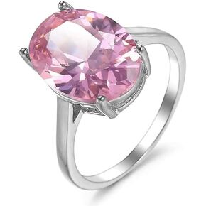 Fashion Jewelry Oval Cut Natural Pink Fire Topaz Solitaire Gemstone Silver Women Wedding Ring
