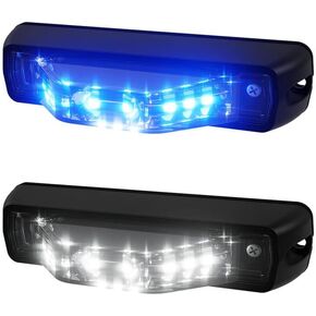 Abrams Flex 180 Amber/White LED Grill Light Head [64W - 16 LED] [SAE Class-1] Wide Angle Under Mirror LED Light Head Snow Plow Truck Vehicle [3 LED Puddle Light] Surface Mount Strobe Warning Light
