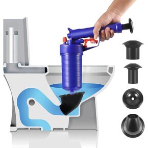 Toilet Plunger Drain Clog Remover Tool with 4 Sized Suckers High Pressure Air Drain Blaster Gun Tub Drain Cleaner Opener Sink Plunger Bathroom Kitchen Bathtub Toilet Floor Drain Clogged Pipe